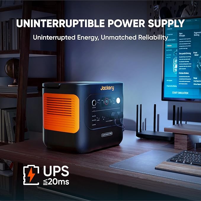 Jackery Explorer 2000 v2 Portable Power Station with Car Charging Cable, 2042Wh LiFePO4 Battery, 2200W Solar Generator, USB-C PD 100W Fast Charging for Camping, Home Use(Solar Panel Optional)