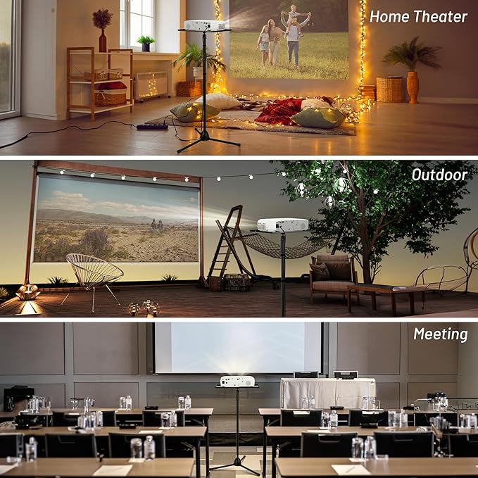 CAHAYA Projector Tripod Adjustable Height: 35.4to 51.2In Foldable Heavy Duty 360 Rotatable Multiple Uses Stand for Studio, Outdoor, Movie, Stage, Home