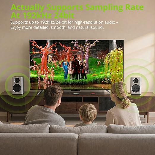LiNKFOR 192kHz DAC Converter Digital to Analog Converter Digital Optical SPDIF Toslink to Analog Stereo Audio RCA L/R Audio Adapter with Optical Cable for HDTV (SPDIF to RCA+3.5mm Converter)