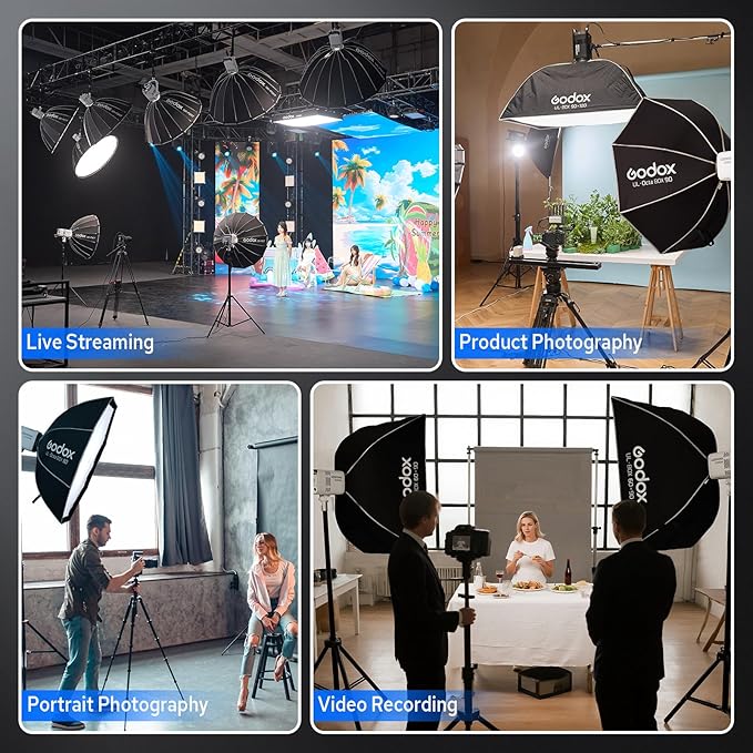 Godox Litemons LE300Bi 300W Bicolor LED Video Light, 58900Lux@1M CRI98+ Studio Bright with APP Control 11 FX Effects, 0-100% Brightness Bowens Mount LED Light(Black)
