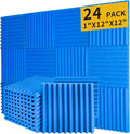 Saiqiang Blue Acoustic Panels 24 Pack 1 x 12x 12 Inches Sound Proof Foam for Wall Soundproof Noise Cancelling Wedge Studio Foam Panels Sound Absorbing High Density