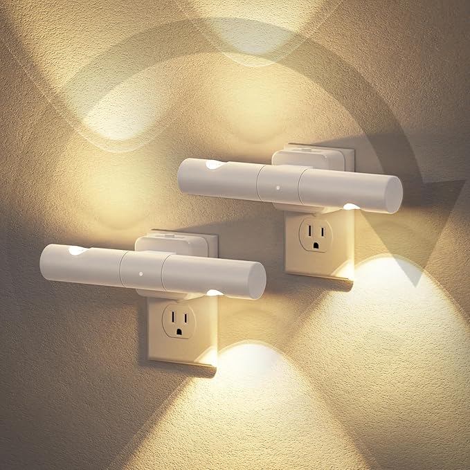 JandCase LED Night Light, Modern Night Lights Plug into Wall, Soft White 3000K,0-100LM Adjustable Brightness with Dusk-to-Dawn Sensor, Dimmable Night Lights for Bathroom, Hallway, Bedroom,Stairway