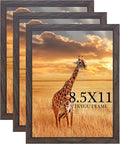 TKYGU 8.5x11 Picture Frame walnut Set of 3, Certificate Frame Poster and Photo frame, Horizontal and Vertical Formats for Wall or Tabletop, 8.5x11 Frame with Shatter Resistant Plexiglass, best gift