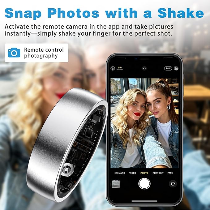 S SECRETTOP Smart Ring for Women, Stylish Fitness Tracker with Heart Rate, SpO2, Sleep Monitoring, Step Monitor, Calorie Counter, IP68 Waterproof (Silver 14)