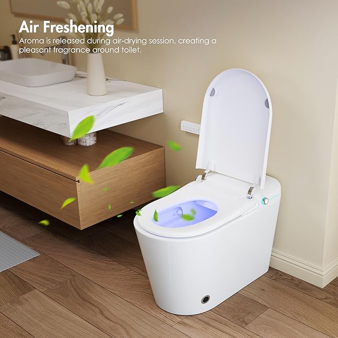 Eridanus Smart Toilet with Bidet Built in, One Piece Bidet Toilet for Bathrooms, Auto Open/Close with Digital Display, Foot Sensor Flush, Warm Water Wash & Dryer, Elongated Heated Seat, White
