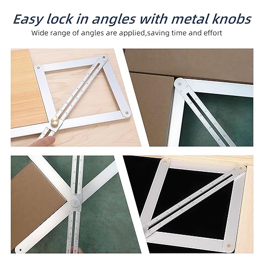 Premium Corner Angle Finder, Protractor Angle Finder Tool, Miter Angle Finder for Precise Cuts and Corner Measurements, Aluminum Alloy Build (Aluminum-Short)