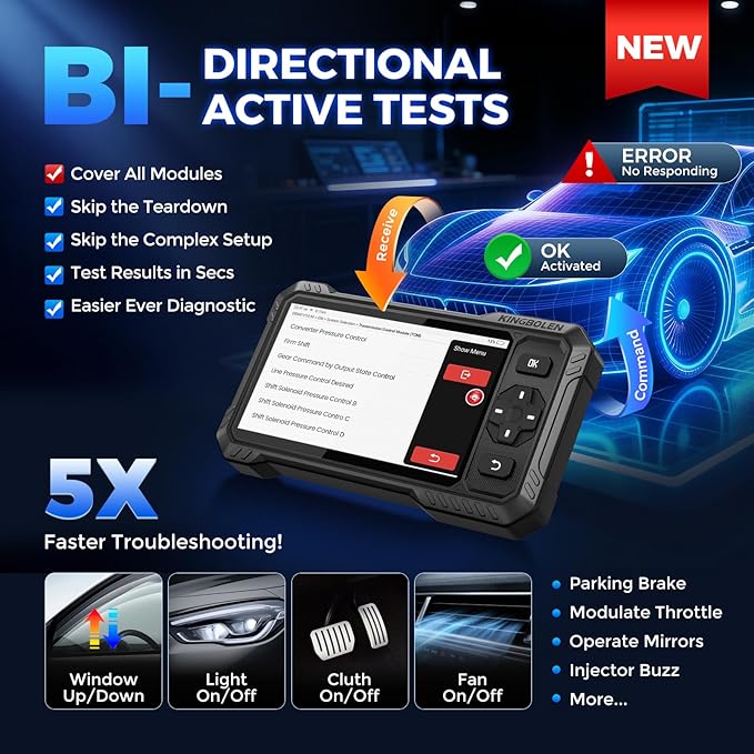 KINGBOLEN S6 Elite OBD2 Scanner, 2026 Bidirectional Scan Tool, 15 Reset, Active Test, All System Car Diagnostic Scanner, CAN FD/FCA/Renault SGW, Lifetime Free Upgrade Scanner for Car, Upgraded of S608