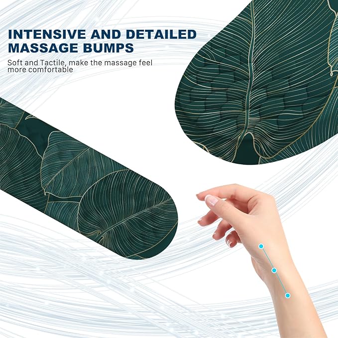Hasinart Ergonomic Mouse Pad and Keyboard Wrist Rest with Massage Design, Space-Saving Mouse Pad Wrist Support, Memory Foam Wrist Rest with Non-Slip PU Base for Computer Desk, Green Leaves