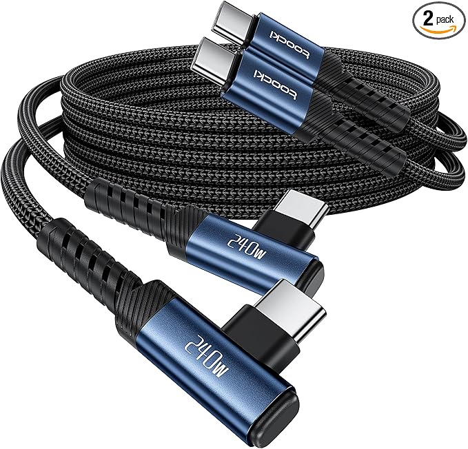 toocki USB C Cable [2Pack, 6.6ft] 240W Fast Charging Type C Cord, Nylon Braided USB 2.0 Cable for iPhone 17 16 15 Pro Plus Pro Max Air, iPad Pro, Samsung Galaxy S24 S23, Switch, MacBook Pro, Pixel