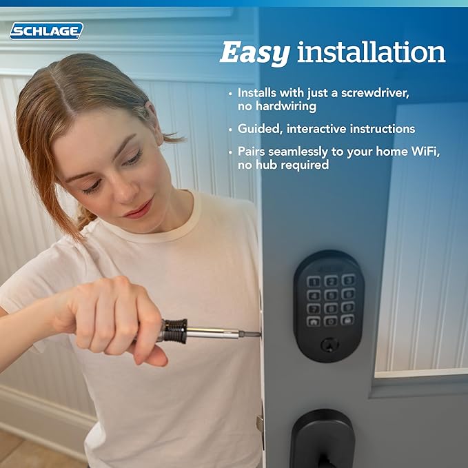 Schlage Arrive WiFi Deadbolt Smart Lock, Keyless Entry Door Lock with Camelot Trim, Satin Nickel, Compatible with Alexa and Google, BE459WB CAM 619