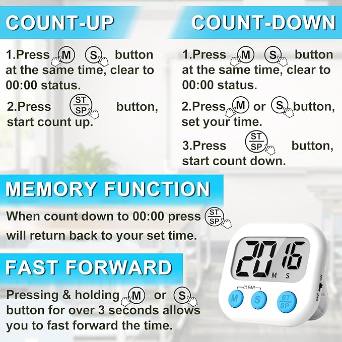 ZILLEEN Classroom Timer for Kids Teachers 2 Pack Digital Timers, White