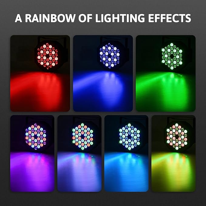 CO-Z Stage Lights 36 RGB LED Par Lights with Remote Control DJ Uplighting for Event Wedding Christmas Halloween Party Club Music Stage Lighting, 6 Pack