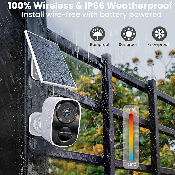 HITELLARCAM 2025 Upgraded 2K Security Cameras Wireless Outdoor with Solar Panels, Free Cloud Storage, AI Motion Detection Spotlight Siren Alarm Outdoor Camera Wireless, 2-Way Talk, IP66 Waterproof