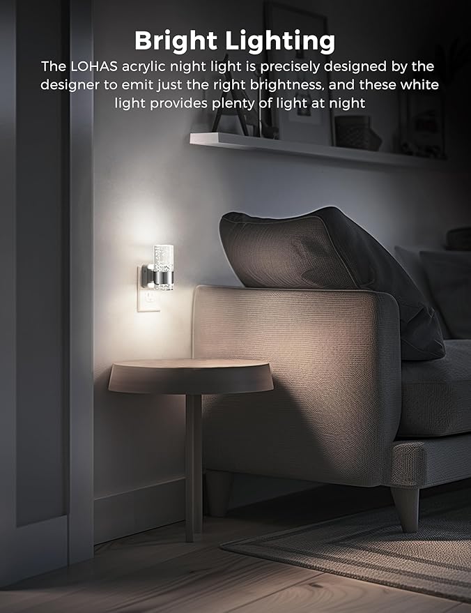 L LOHAS LED Night Light, Plug in Night Light with Auto Light Sensor, Brightness Adjustable with Daylight White 5000K, Wall Sconce-Style Design Nightlight for Bathroom, Hallway, Enterway