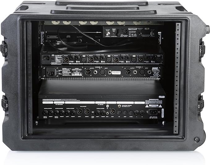 Gator Cases Pro Series 19" Depth 8U Rolling Rack Case with Recessed Wheels, Black