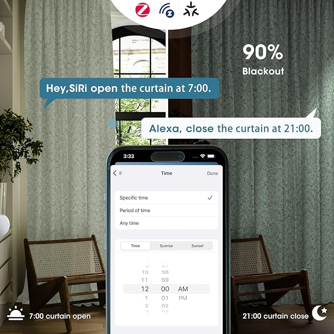 SmartWings Automatic Curtain Opener with Drapery, Motorized Vertical Blinds with Remote, Electric Closet Doors Sliding Panels Compatible with Alexa Google Homekit, 90% Blackout Light Green