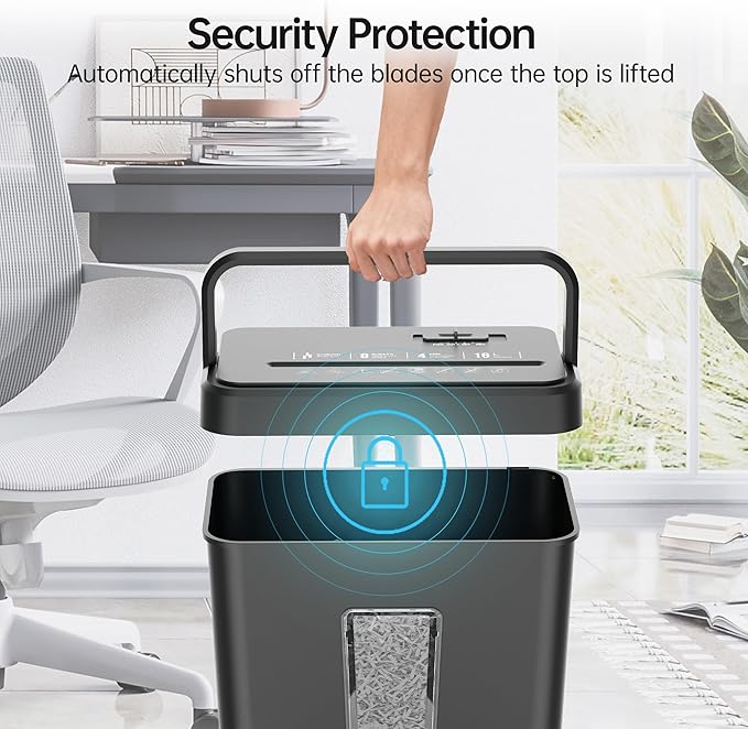 8-Sheet Cross Cut P-4 Security Paper Shredder, 4.2 Gal Bin with Portable Handle, Credit Card/Staple/Clip Shredder for Home Office