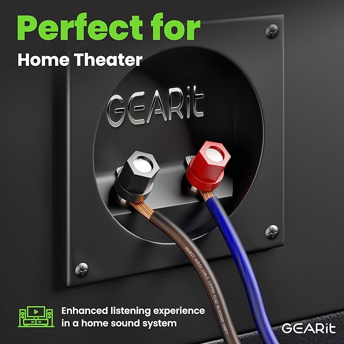 GEARit Pro Series 16AWG Speaker Wire, 16 Gauge Speaker Wire Cable (100 Feet / 30 Meters) Great Use for Home Theater Speakers and Car Speakers, Transparent Black/Blue