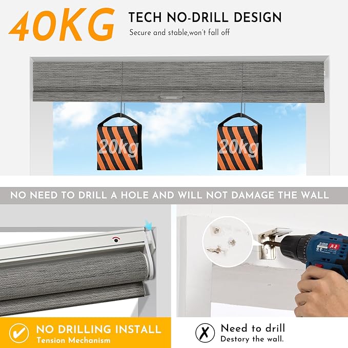 Persilux Smart Motorized Blinds with Remote, No Drill Automatic Roller Shades for Indoor Windows, Light Filtering Linen Fabric, Electric Blinds for Windows, Weave Blend Smoke C162-7, Custom Size