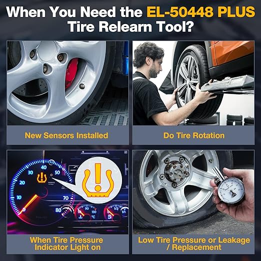 KINGBOLEN EL-50448 Plus TPMS Relearn Tool for Ford for GM Automotive Tire Pressure Monitor Sensor 315/433 MHz Reset Tool, 2 in 1 Relearn Tool for F150 for Lincoln for Buick for Cadillac Vehicle