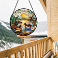 AMDERVEN Stained Glass Window Hanging, Ducks in The Pond Sun Catcher for Door Home Decor Landscape Plant Suncatcher Christmas Mother's Day Birthday Gifts for Women Men Mom Nana 7.8 in