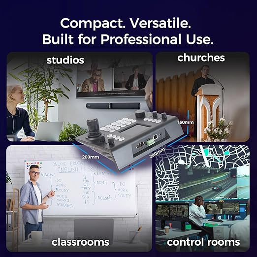 RGBlink NDI PTZ Camera Controller, PoE Powered, 3D Joystick Control,3.5 LCD Preview, Multi-Protocol Support, for Church Worship, Webinars & Live Streaming (RGBBKT)