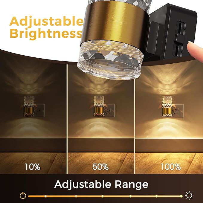L LOHAS LED Night Light, Modern Night Lights Plug into Wall, 3000K Soft Warm 0-100LM Adjustable Night Lights,Automatic Nightlights Plug in with Dusk to Dawn Sensor for Rooms Bathroom Hallway Decor