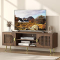 Dorivibe 54.33" Walnut TV Stand for TVs up to 60 Inch, Mid Century Modern Entertainment Center Console Table with Storage Cabinet, Wood Media Furniture for Living Room, Bedroom
