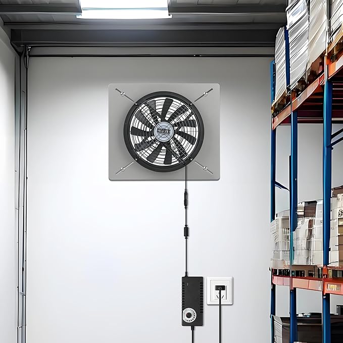 MEOZRI Basement Attic Crawlspace Ventilation Fan Window Exhaust Fan Ultra-Thin Design Reversible Airflow (Large-740CFM-16.9 * 12.9 Inch)
