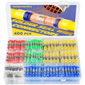 haisstronica 400PCS Solder Seal Wire Connectors Kit,26-10 Gauge Marine Grade Heat Shrink Wire Connectors,Waterproof Butt Connectors,Butt Splice Eletrical Wire Connectors Kit(5Colors/5Sizes)