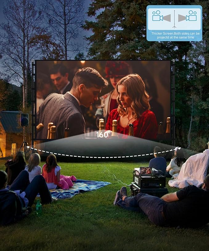 STWUI Projector Screen with Stand - 150 Inch Portable Projector Screens Outdoor Indoor Projector Screen 16:9 4K HD Outdoor Movie Screen with Carry Bag,Enioy Home Theater Projection Screen