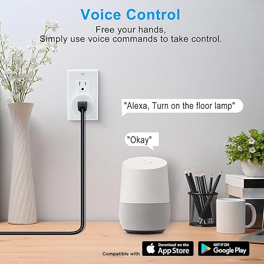 WiFi Smart Outlet Plug with Remote,GreenCycle 2 Electric Smart Plug with Remote,Compatible with Alexa and Google Home via Tuya,15A/1500W，Remote Control from Anywhere,TUV FCC List(2.4G)