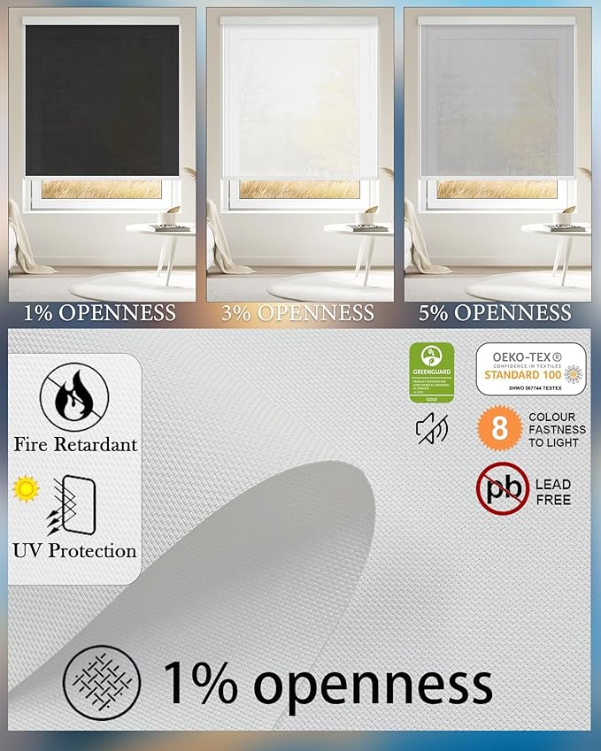 COOLWINDS Motorized Blinds with Remote Cordless Automatic Motorized Shades Custom Blinds for Windows Smart Curtains Compatible with Alexa Google Home(Solar White,W60 x H72in)
