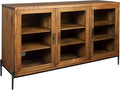 Hekman TV Stand with Storage for Living Room, Entertainment Center with Bookshelves - Bedford Brown Finish, Wood Framed Glass Doors, Back Ventilation Panel, Solid Hand-Forged Iron Hardware, TV Console