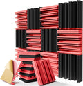 12 Pack Sound Proof Foam Panels for Walls, 12" x 12" x 2" High-Density Acoustic Panels,Self-Adhesive Soundproof Wall Panels for Studio Home and Ceilings (Black+Red)