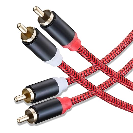 RCA Cable 30Ft,2Rca Male to 2-Rca Male Audio Stereo Subwoofer Cable [Hi-Fi Sound] Nylon-Braided Auxiliary Audio Cord for Home Theater, HDTV, Amplifiers, Hi-Fi Systems,Speakers and etc(30Ft/10M)