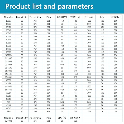Minidodoca 31 Kinds 580pcs Assorted Type General Purpose TO92 Transistors PNP NPN Bipolar Power Transistor Assortment Kit 2n7000 Mosfet,BC517 Darlington,A42 High Voltage Transistors 2n2222A 2n3904