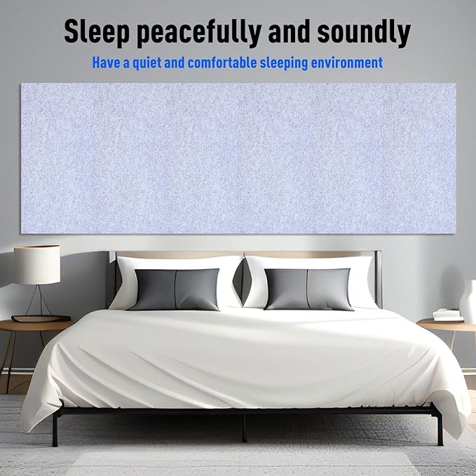 12 Pack Large Acoustic Panels, 47 x 24 x 0.4 Inch Self-adhesive Sound Absorbing Panel for Studio Home Office(Gray)