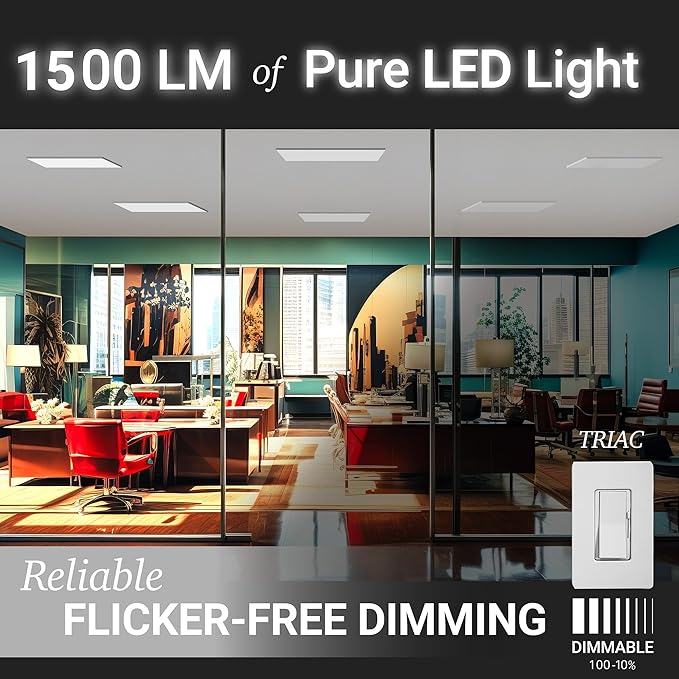 NUWATT 1x1 FT LED Square Surface Mount Panel, 5CCT 2700K/3000K/3500K/4000K/5000K Selectable, 1500LM 18W, Internal Driver, Dimmable Flat Panel, 120V, CRI90, 12" Inch Flush Mount Ceiling Light, 1" Thick