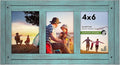 Americanflat Hinged 4x6 Triple Picture Frame with 3 Photo Openings and Polished Glass - Distressed Wood Collage Picture Frames for Tabletop and Wall Display - Hampton Collection - Turquoise Blue