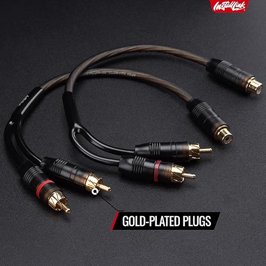 Install Link RCA Audio Cable for Subwoofer or Stereo Cable, Y Adapter 1-Female to 2-Male Splitter, 2pk