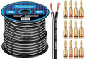InstallGear 14 Gauge Speaker Wire with Banana Plugs (100ft White/Black) - Car, Home, Theater Speakers