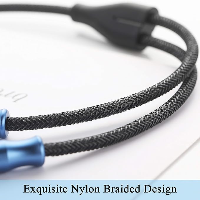 MillSO 3.5mm 4 Pole TRRS Audio Splitter Cable Nylon Braided Stereo Aux Splitter for 2 TRRS Headset to PC Laptop PS4 Xbox Smartphone - 1 FT