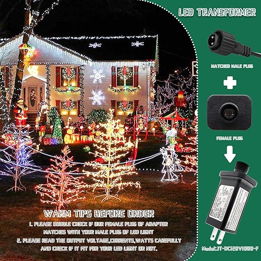 12V 1A Replacement LED Transformer Model JT-DC120V1000-F Class 2 Power Supply IP44 LED Light Controller Low Voltage Transformer for Christmas String Light Inflatable Decorations
