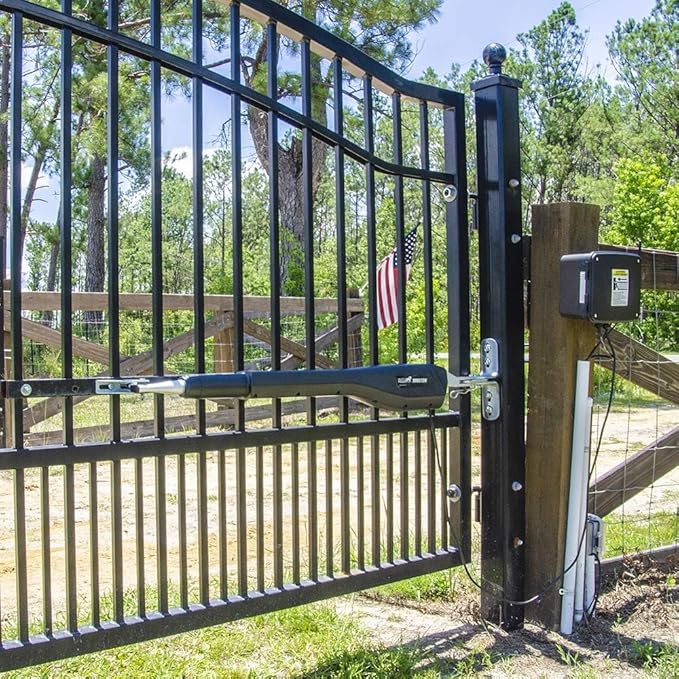 Mighty Mule Gate Opener, Solar Ready, Automatic Gate Opener for Single Swing Gates up to 850lb or 18ft, with Precision Installation Ruler, Upgraded Kit, MM571W-A