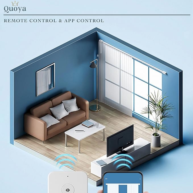 Quoya QL600 Smart Electric Curtain Track, Motorized Motor, Adjustable Track Length, Compatible with Alexa, Google, Siri, Apple Watch (up to 275 inches (7 metres) (Wall Brackets NOT Included)
