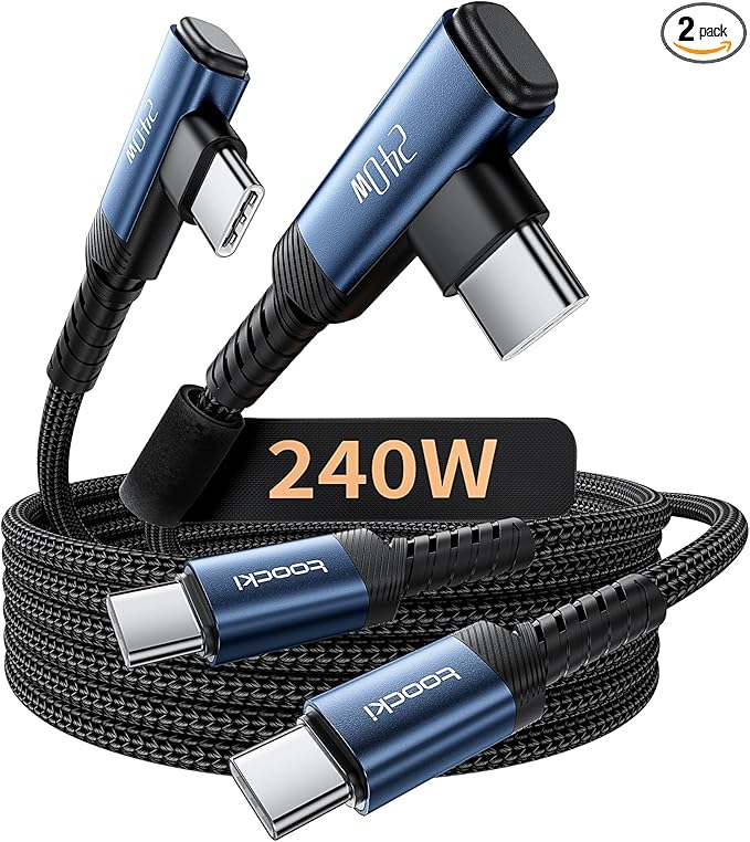 USB C Cable [2Pack, 3.3ft] 240W Fast Charging Type C Cord, Nylon Braided USB 2.0 Cable for iPhone 17 16 15 Pro Plus Pro Max Air, iPad Pro, Samsung Galaxy S24 S23, Switch, MacBook Pro, Pixel-Blue