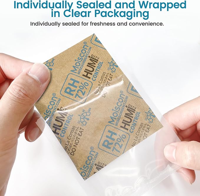 Wisesorb 72% Two-Way Humidity Control Packs- 8 Gram Moisture Absorbers for Herbs, Wood Humidifier Boxes - Natural Craft Paper Design, Individually Sealed Packets, Prevents Leaks [15 Pack]
