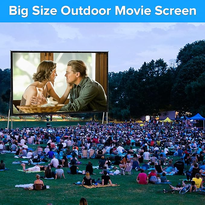 JWSIT 200 inch Projector Screen with Stand,Upgraded 3 Layers PVC 16:9 Large Outdoor Projector Screen,Portable Outdoor Movie Screen with Carrying Bag for Large Commercial Performance