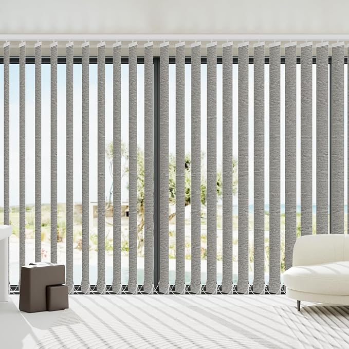 Blindify Motorized Vertical Blinds Compatible with Alexa Google Home, Blackout Sliding Door Shades Smart Vertical Blinds Remote Control Customize, Coffee